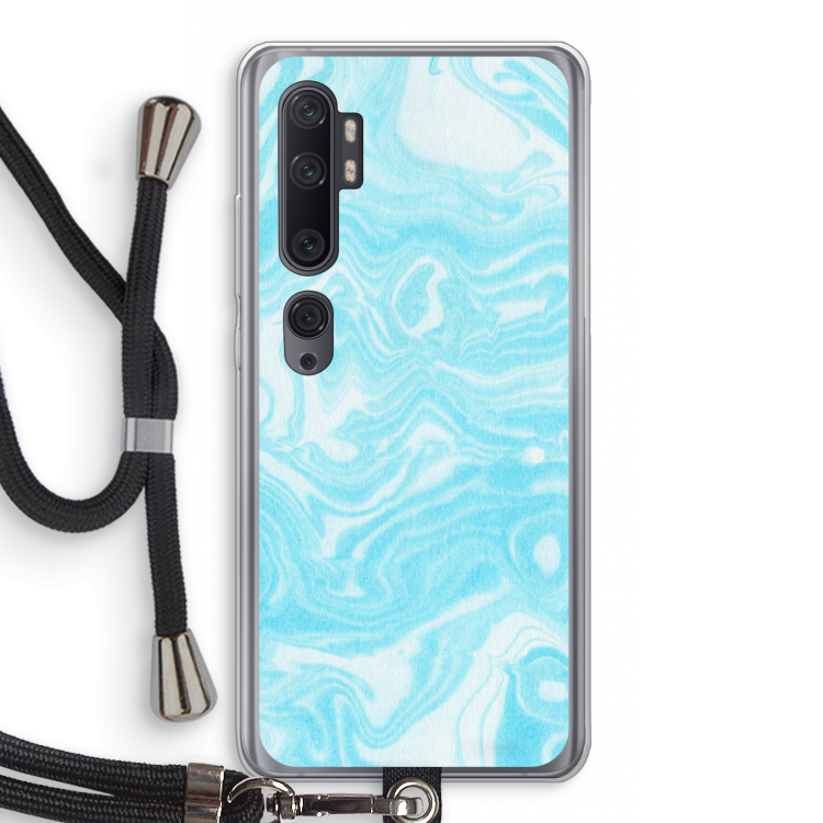 Waterverf blauw: Xiaomi Mi Note 10 Pro Transparant Hoesje met koord