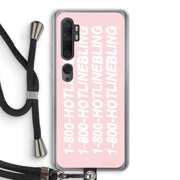 Hotline bling pink: Xiaomi Mi Note 10 Pro Transparant Hoesje met koord