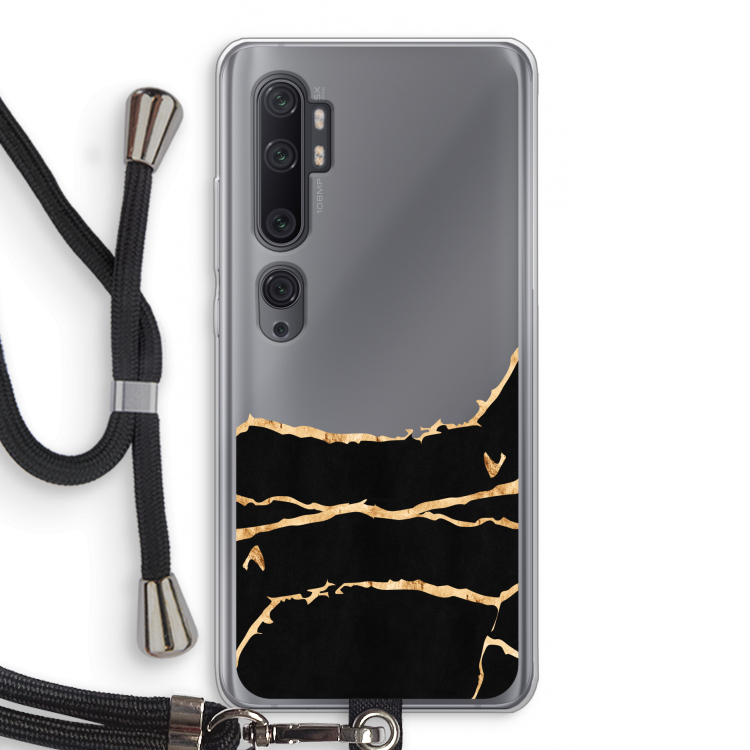 Gouden marmer: Xiaomi Mi Note 10 Pro Transparant Hoesje met koord