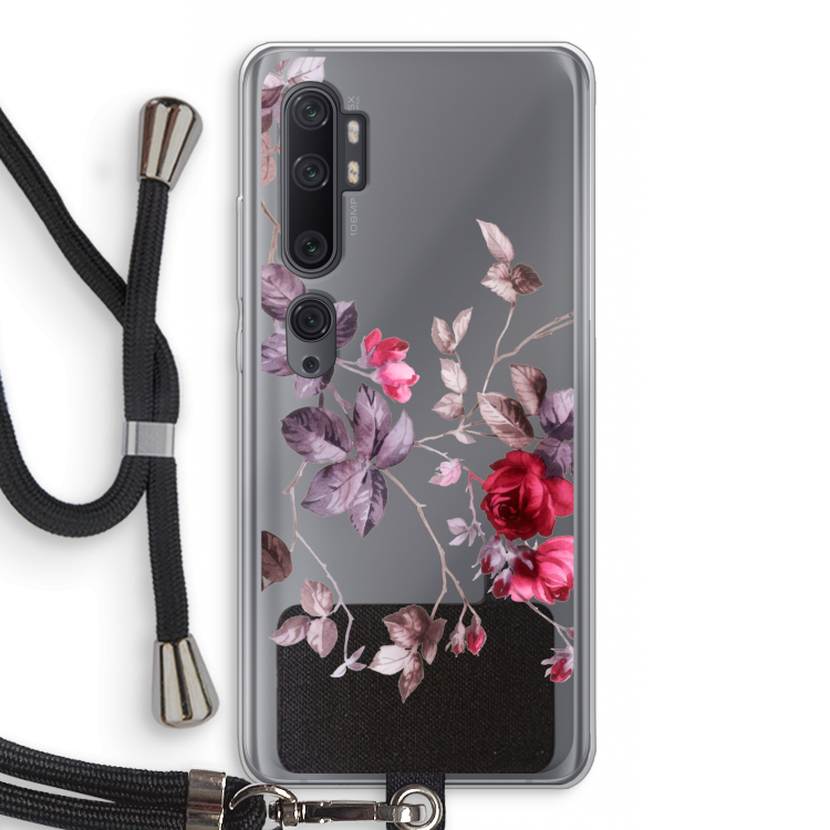 Mooie bloemen: Xiaomi Mi Note 10 Pro Transparant Hoesje met koord