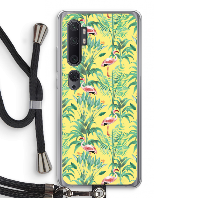Flamingo party: Xiaomi Mi Note 10 Pro Transparant Hoesje met koord