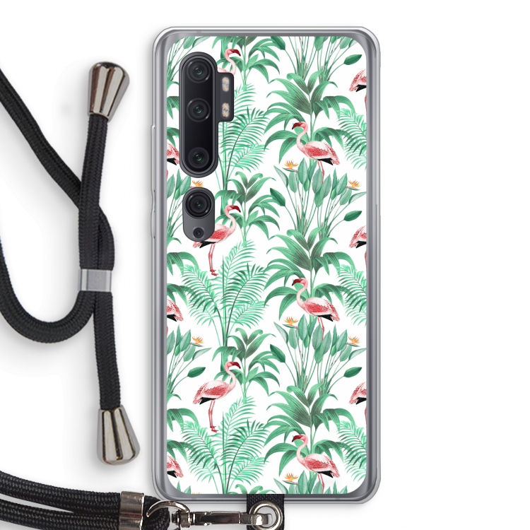 Flamingo bladeren: Xiaomi Mi Note 10 Pro Transparant Hoesje met koord