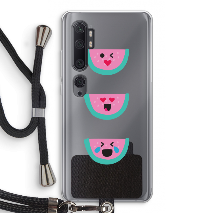 Smiley watermeloen: Xiaomi Mi Note 10 Pro Transparant Hoesje met koord