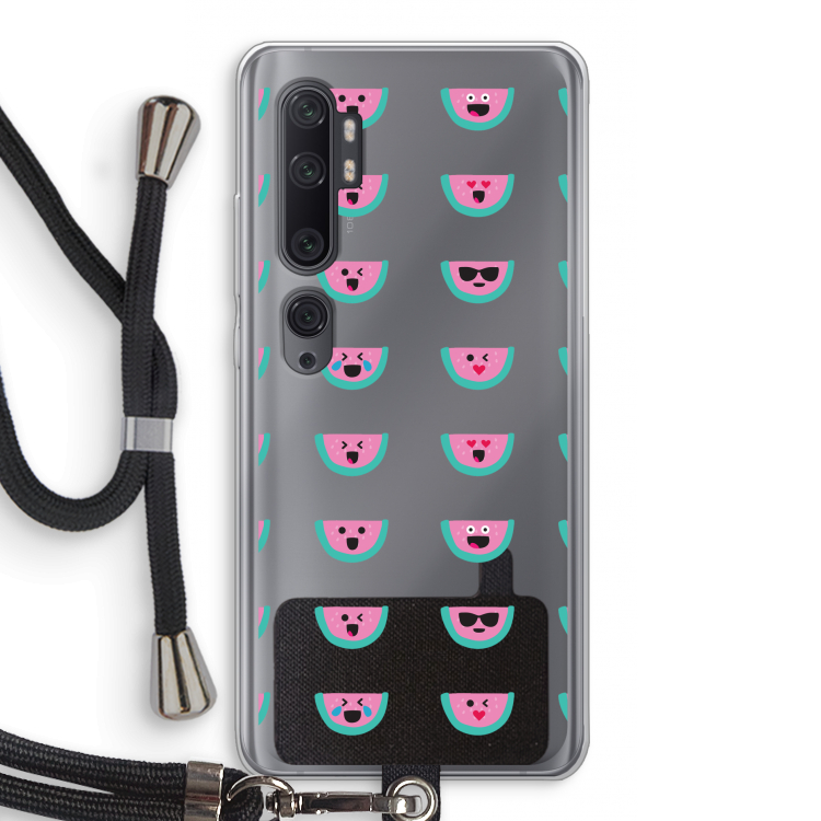 Smiley watermeloenprint: Xiaomi Mi Note 10 Pro Transparant Hoesje met koord