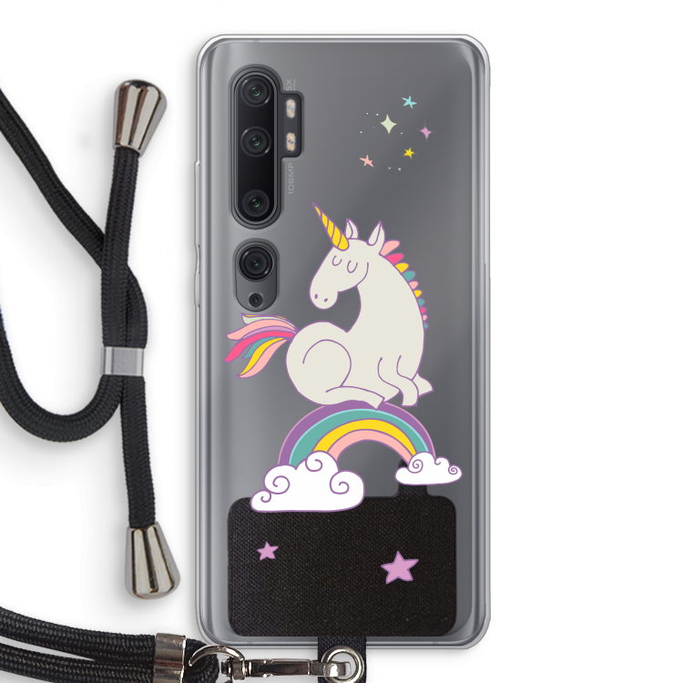Regenboog eenhoorn: Xiaomi Mi Note 10 Pro Transparant Hoesje met koord