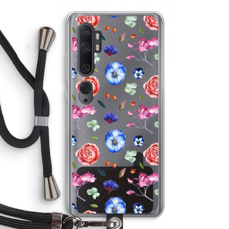Bloemetjes: Xiaomi Mi Note 10 Pro Transparant Hoesje met koord