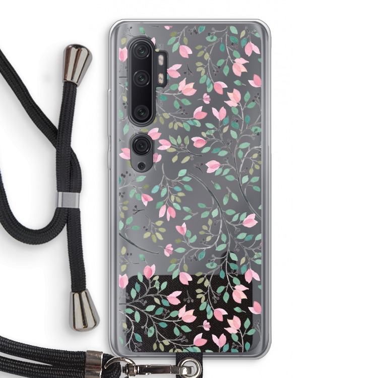 Sierlijke bloemen: Xiaomi Mi Note 10 Pro Transparant Hoesje met koord