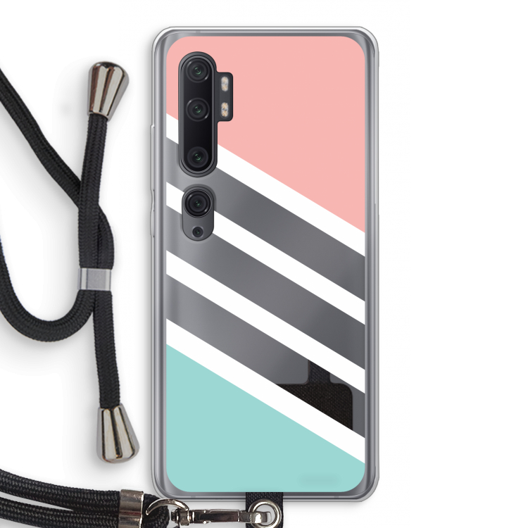 Strepen pastel: Xiaomi Mi Note 10 Pro Transparant Hoesje met koord