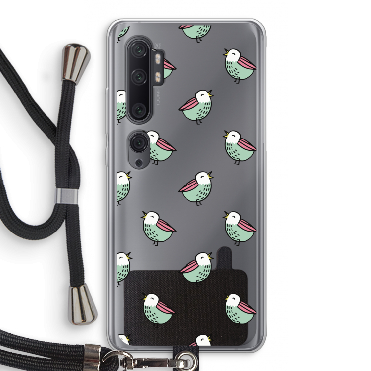 Vogeltjes: Xiaomi Mi Note 10 Pro Transparant Hoesje met koord