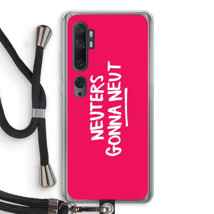 Neuters (roze): Xiaomi Mi Note 10 Pro Transparant Hoesje met koord