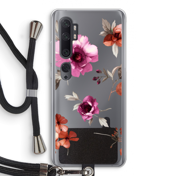 Geschilderde bloemen: Xiaomi Mi Note 10 Pro Transparant Hoesje met koord