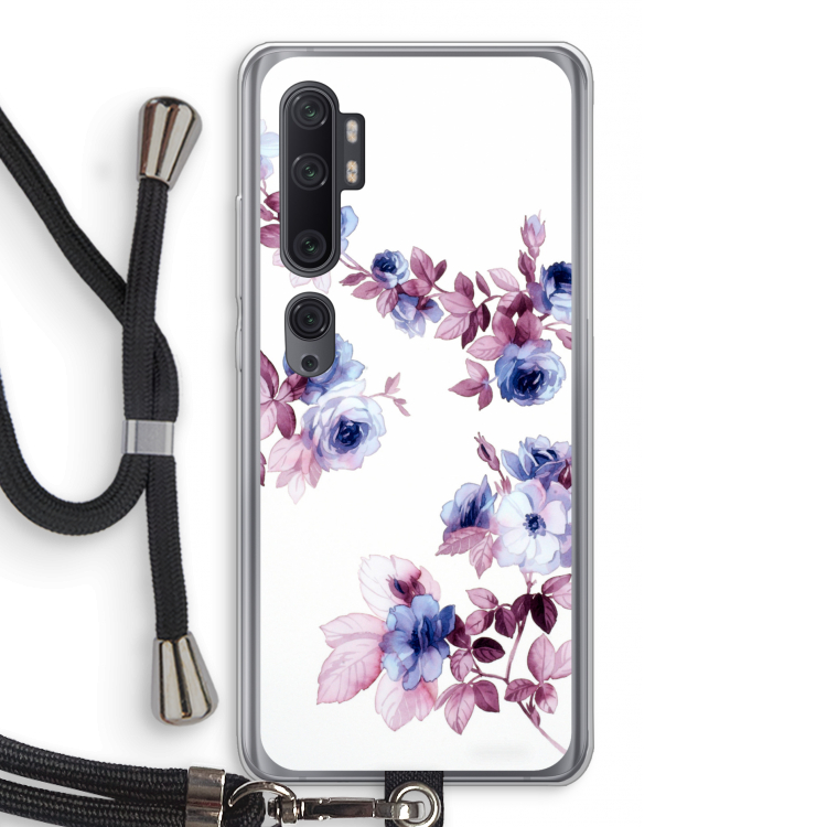 Waterverf bloemen: Xiaomi Mi Note 10 Pro Transparant Hoesje met koord