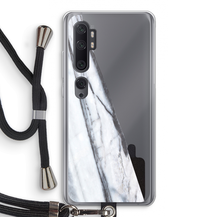 Gestreepte marmer: Xiaomi Mi Note 10 Pro Transparant Hoesje met koord