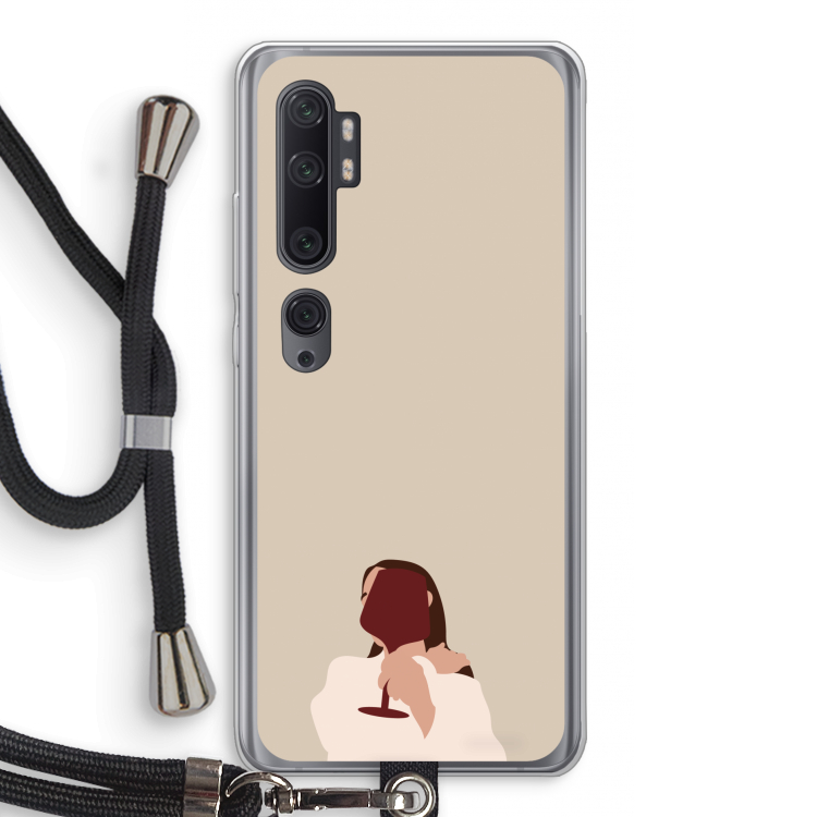 I drink wine: Xiaomi Mi Note 10 Pro Transparant Hoesje met koord