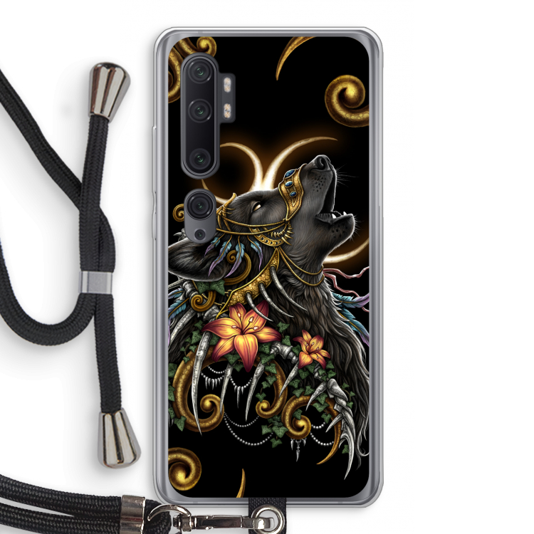 Huilende Wolf: Xiaomi Mi Note 10 Pro Transparant Hoesje met koord