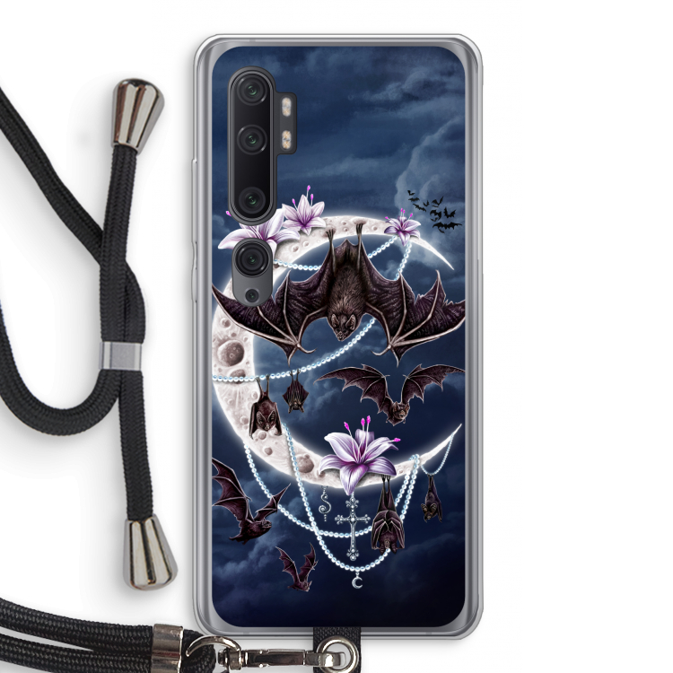 Vleermuizen Maan: Xiaomi Mi Note 10 Pro Transparant Hoesje met koord