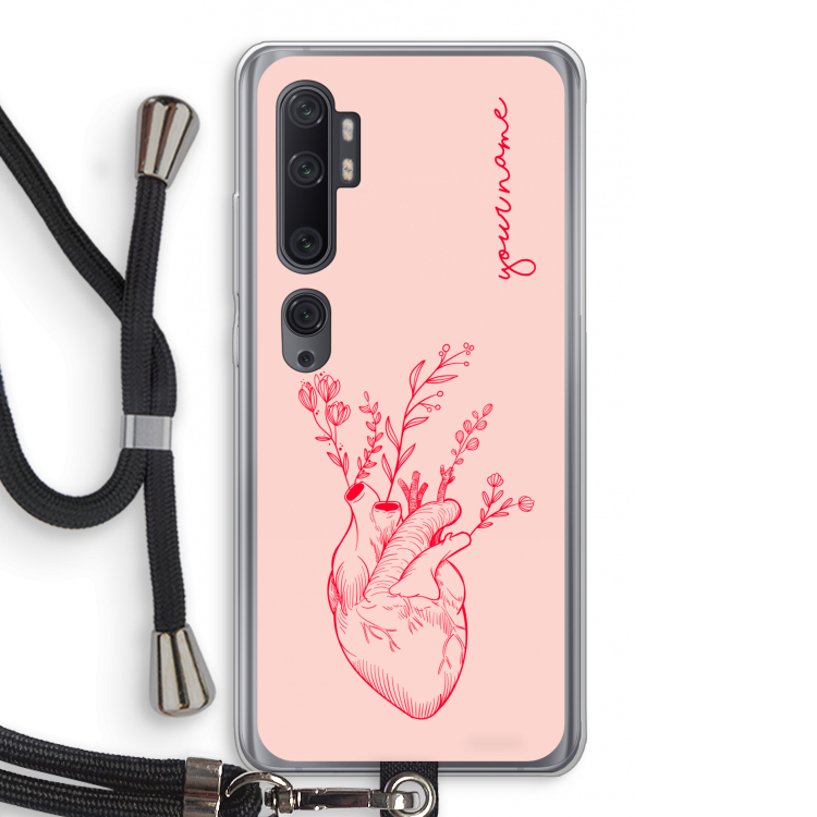 Blooming Heart: Xiaomi Mi Note 10 Pro Transparant Hoesje met koord