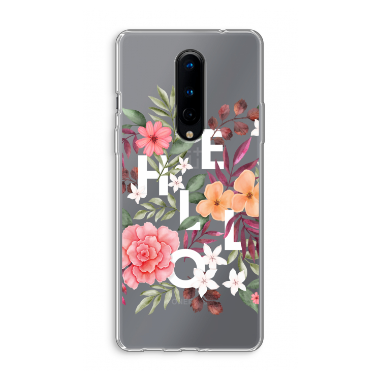 Hello in flowers: OnePlus 8 Transparant Hoesje