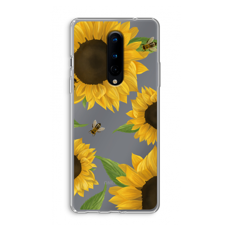 Sunflower and bees: OnePlus 8 Transparant Hoesje