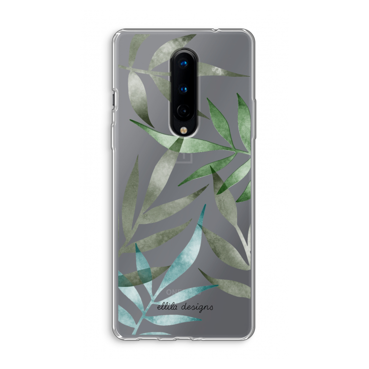 Tropical watercolor leaves: OnePlus 8 Transparant Hoesje