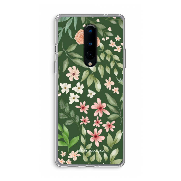 Botanical green sweet flower heaven: OnePlus 8 Transparant Hoesje