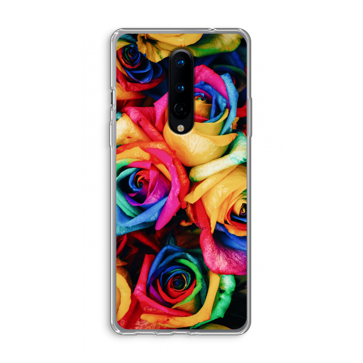 Neon bloemen: OnePlus 8 Transparant Hoesje