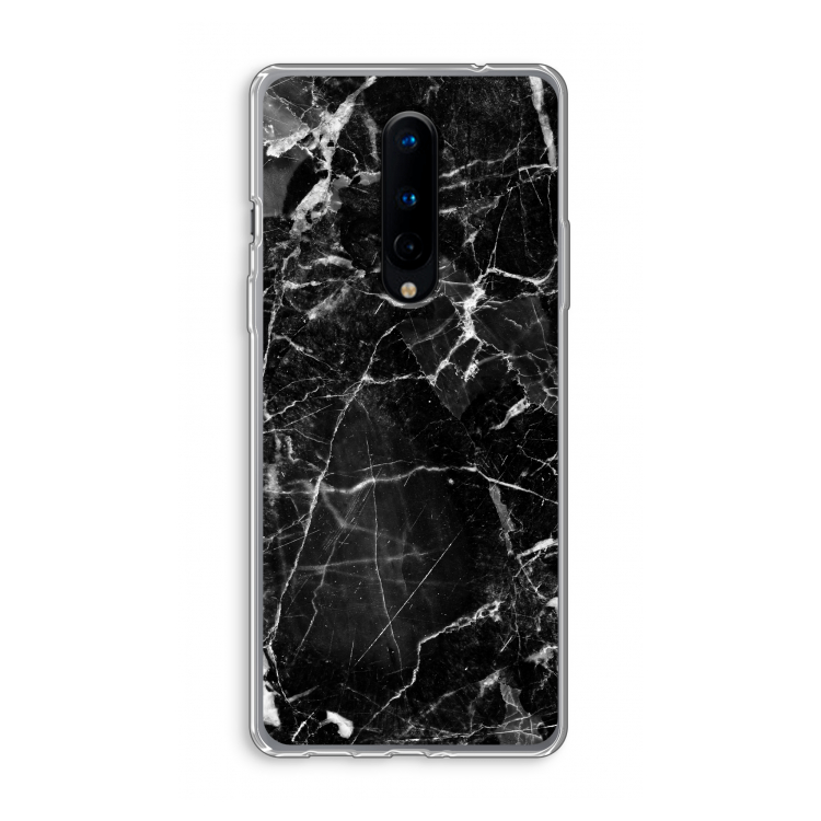 Zwart Marmer 2: OnePlus 8 Transparant Hoesje