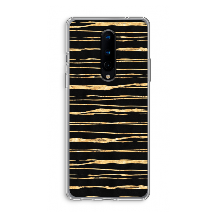 Gouden strepen: OnePlus 8 Transparant Hoesje
