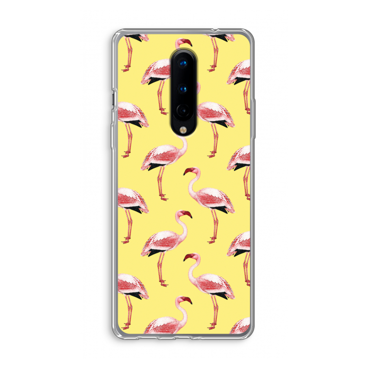 Flamingo's geel: OnePlus 8 Transparant Hoesje
