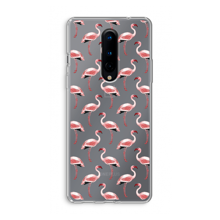 Flamingoprint groen: OnePlus 8 Transparant Hoesje