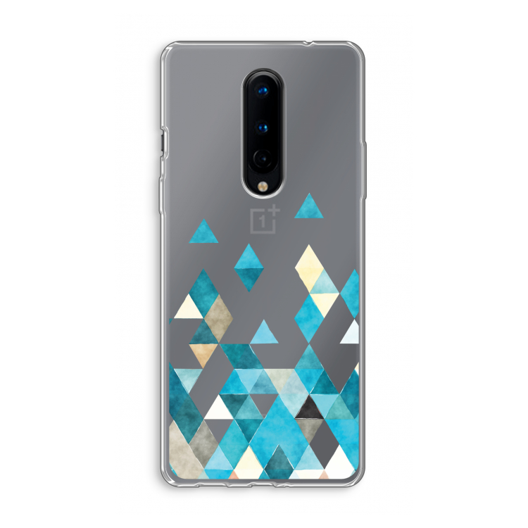 Gekleurde driehoekjes blauw: OnePlus 8 Transparant Hoesje