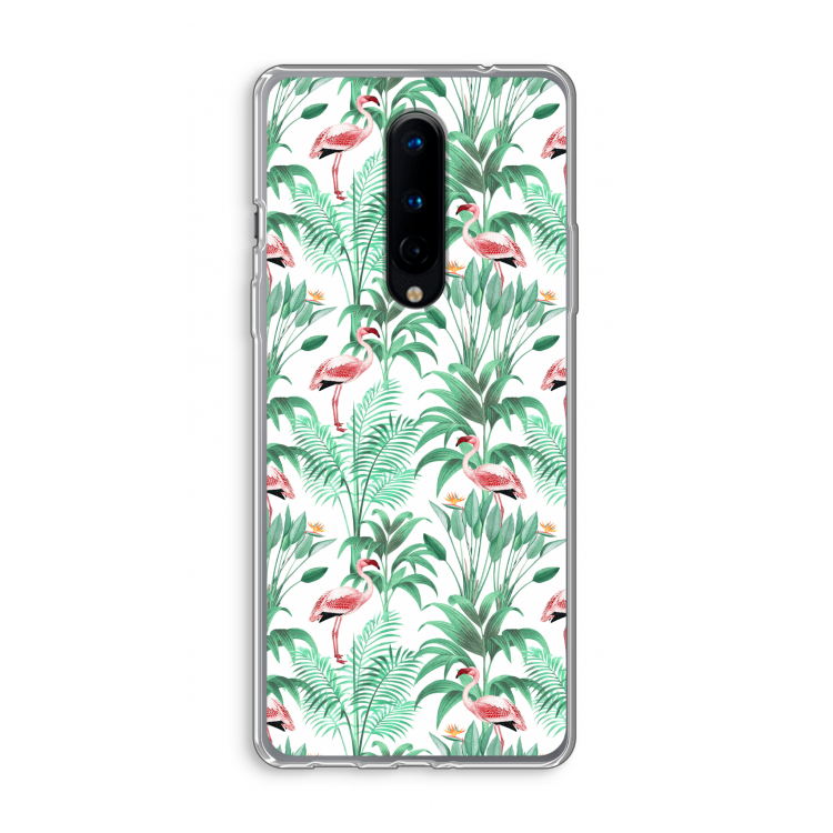 Flamingo bladeren: OnePlus 8 Transparant Hoesje