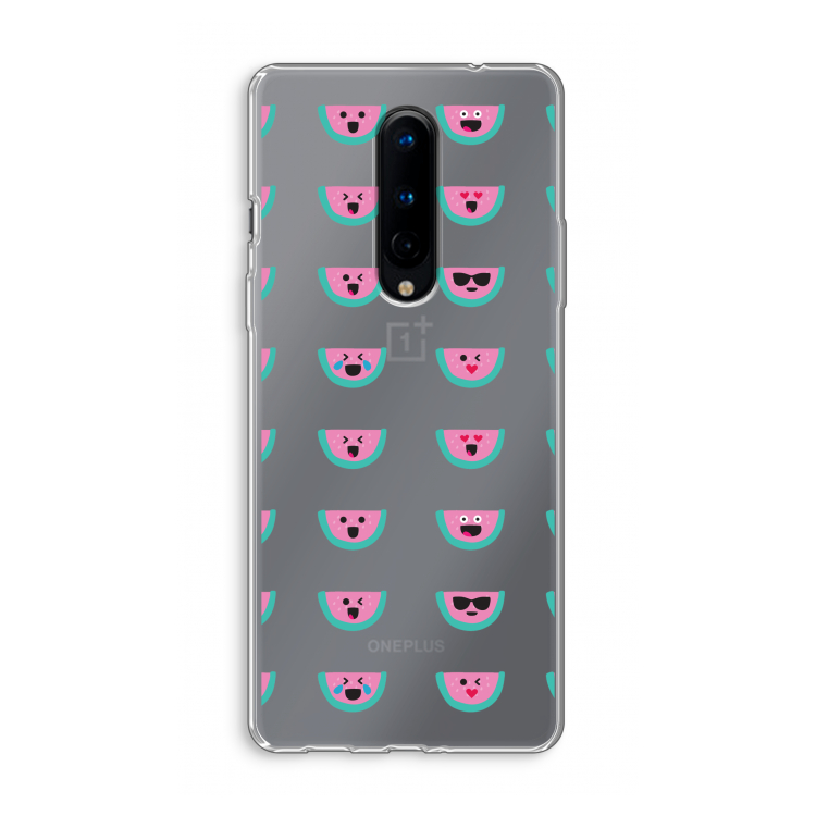 Smiley watermeloenprint: OnePlus 8 Transparant Hoesje