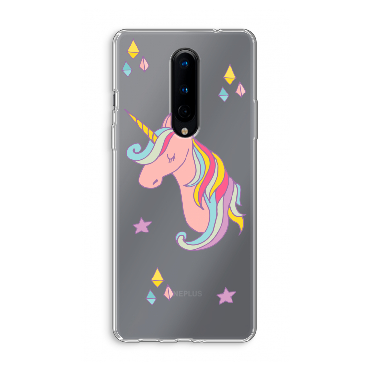 Roze eenhoorn: OnePlus 8 Transparant Hoesje