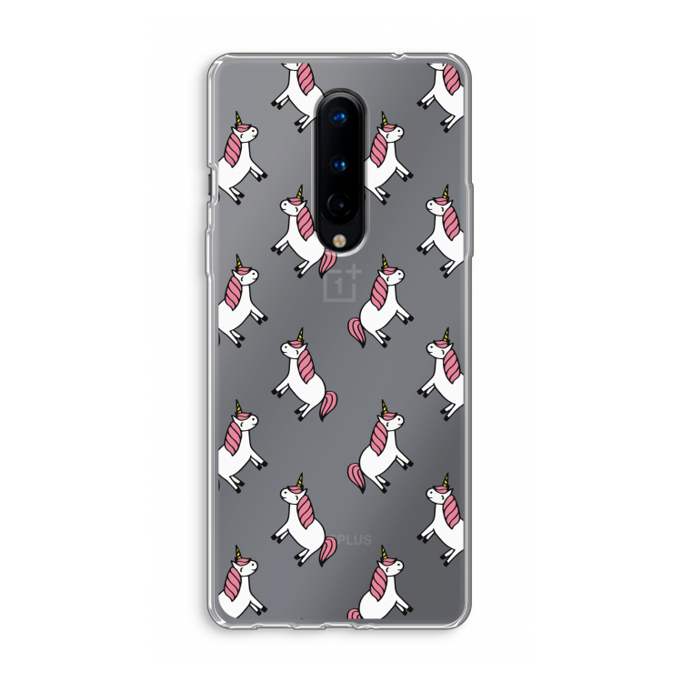 Eenhoorns overal: OnePlus 8 Transparant Hoesje