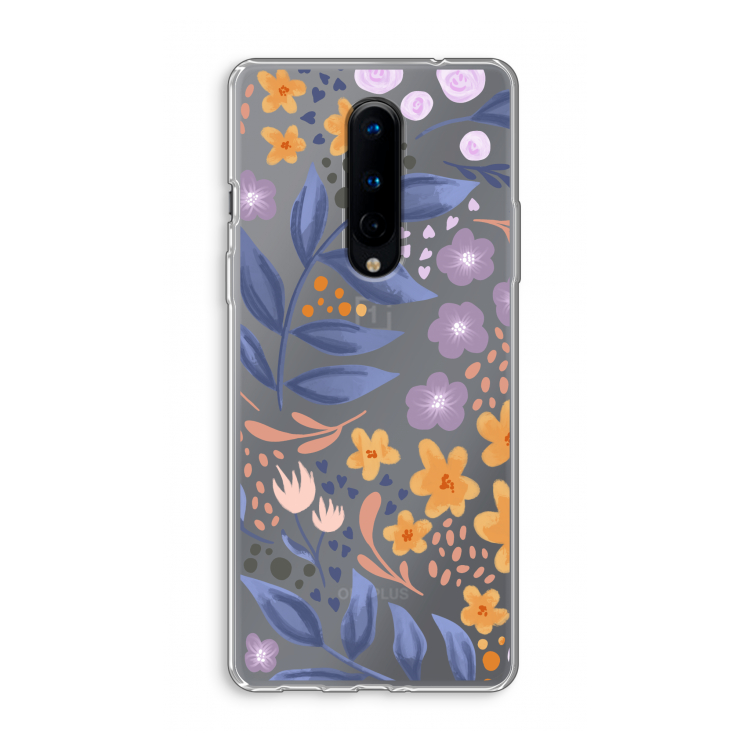 Flowers with blue leaves: OnePlus 8 Transparant Hoesje