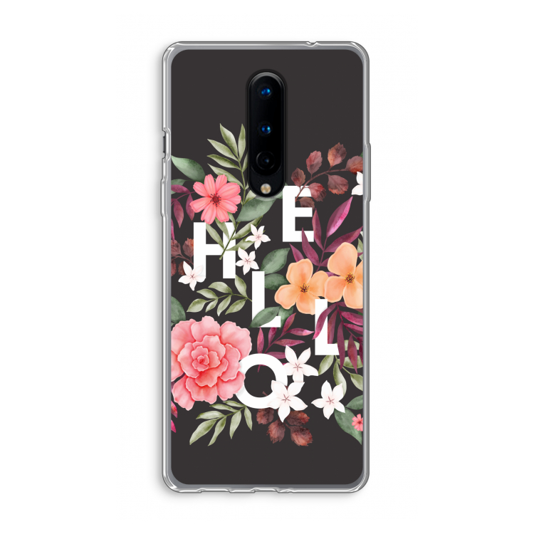 Hello in flowers: OnePlus 8 Transparant Hoesje