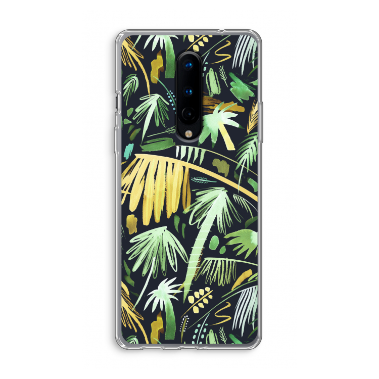 Tropical Palms Dark: OnePlus 8 Transparant Hoesje