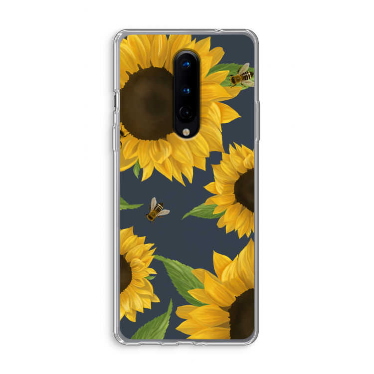 Sunflower and bees: OnePlus 8 Transparant Hoesje