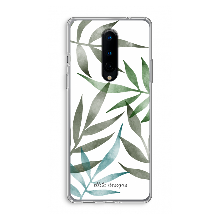 Tropical watercolor leaves: OnePlus 8 Transparant Hoesje