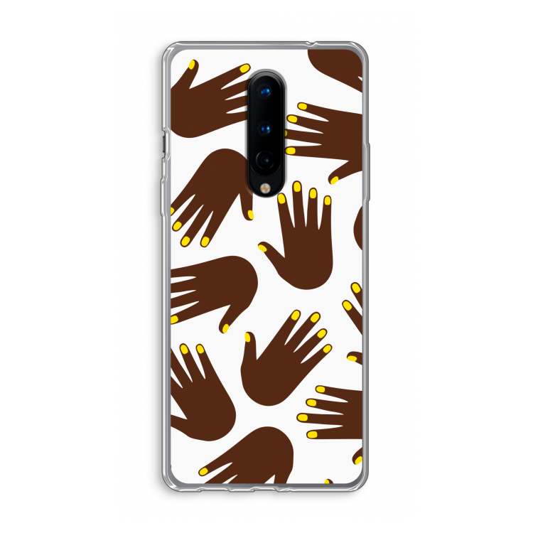 Hands dark: OnePlus 8 Transparant Hoesje