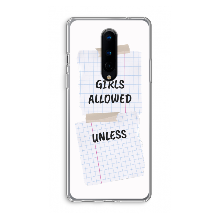 No Girls Allowed Unless: OnePlus 8 Transparant Hoesje