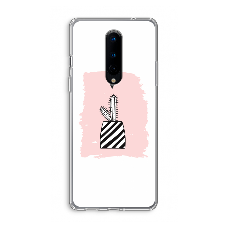 Zwart-wit cactus: OnePlus 8 Transparant Hoesje