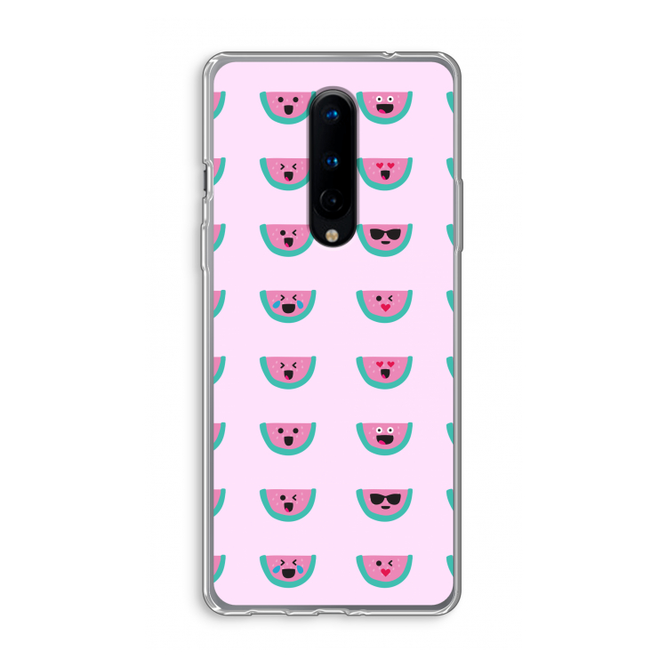 Smiley watermeloenprint: OnePlus 8 Transparant Hoesje