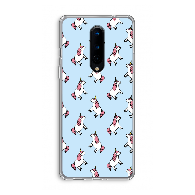 Eenhoorns overal: OnePlus 8 Transparant Hoesje