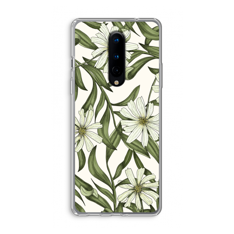 Wit bloemenpatroon: OnePlus 8 Transparant Hoesje