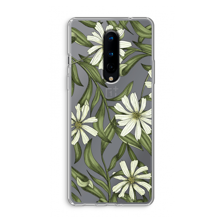 Wit bloemenpatroon: OnePlus 8 Transparant Hoesje