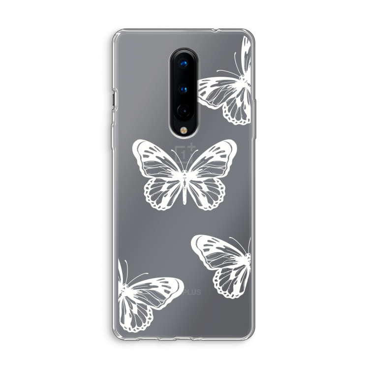 White butterfly: OnePlus 8 Transparant Hoesje