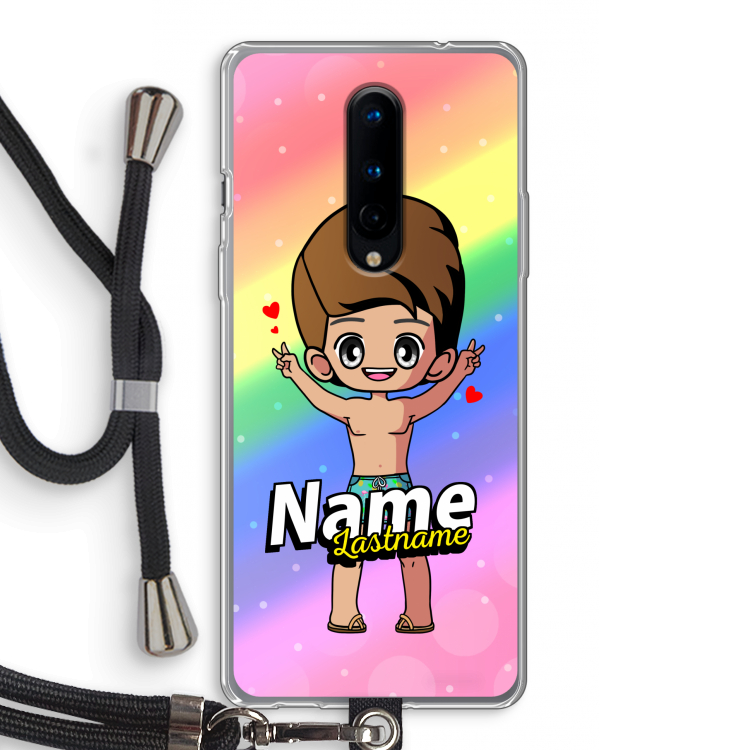 Chibi Maker man: OnePlus 8 Transparant Hoesje met koord