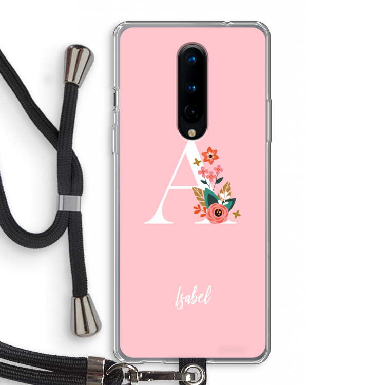 Pink Bouquet: OnePlus 8 Transparant Hoesje met koord